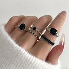 Antique Ebony Crystal Geometric Gothic Band
