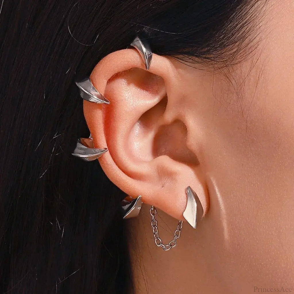 Antique Futuristic Geometric Clasp Earring