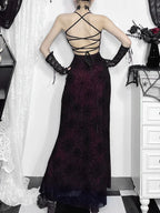 Antique Gloomy Arachnid Net High Waist Full-Length Dress