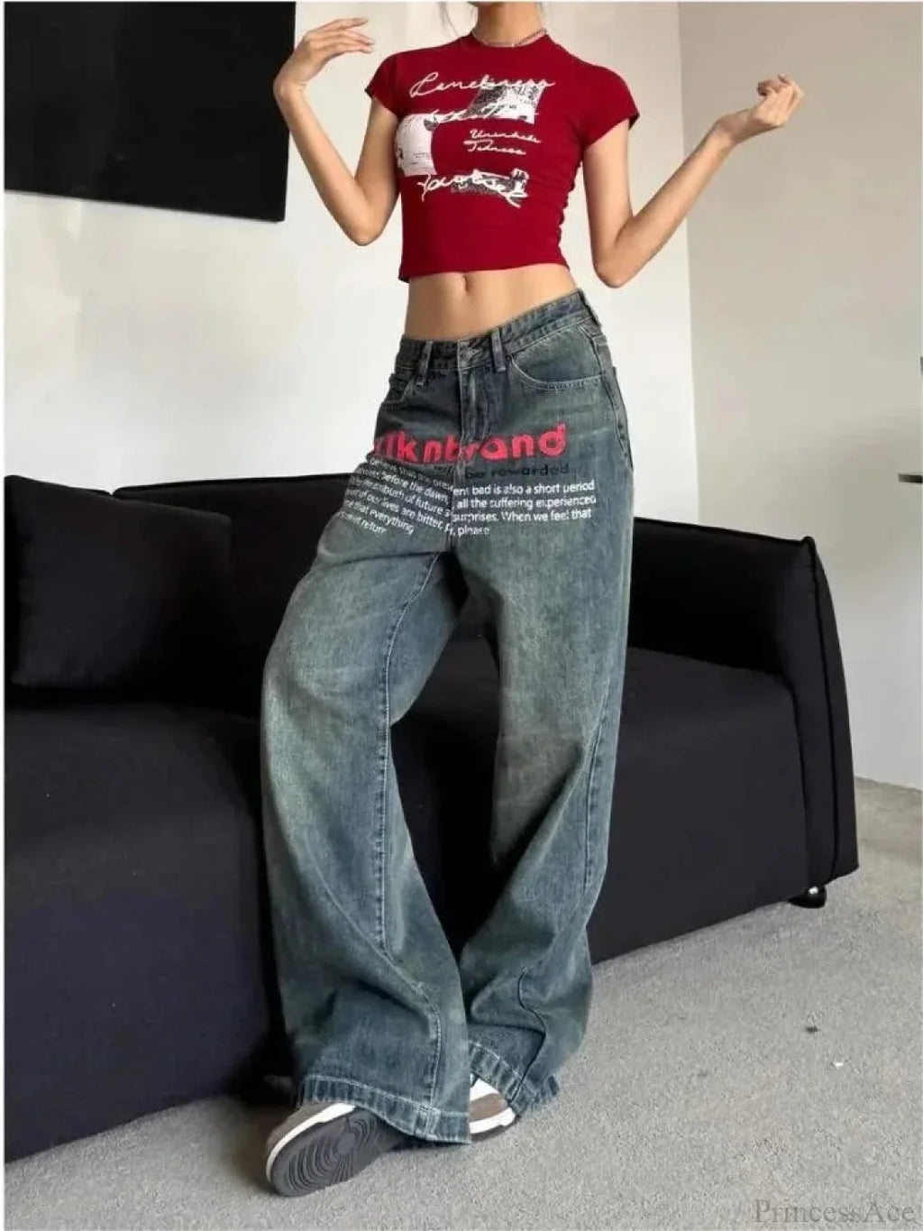 Antique Gothic Baggy Letter Pant