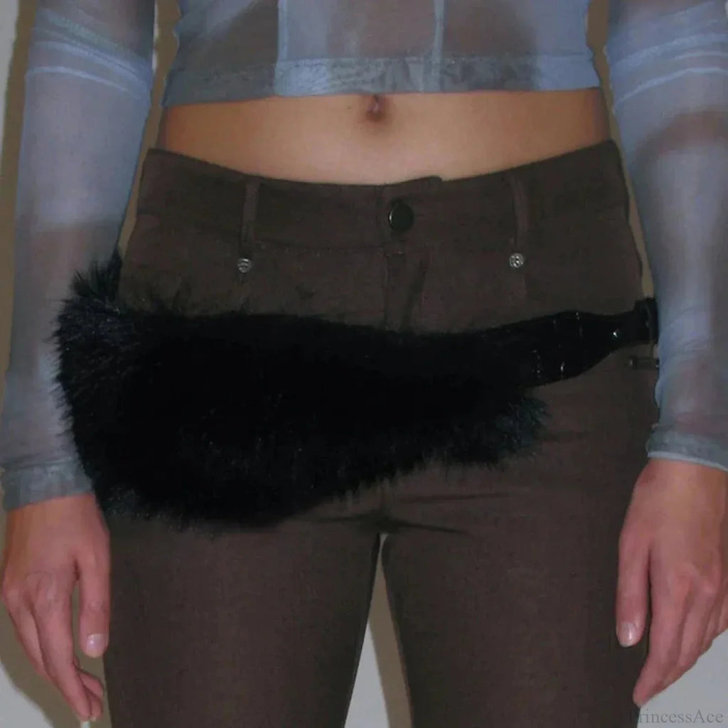 Antique Gothic Hairy Polyurethane Leather Year 2000 Punk Waist Belt
