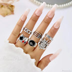Antique Gray Crimson Oval Gothic Band