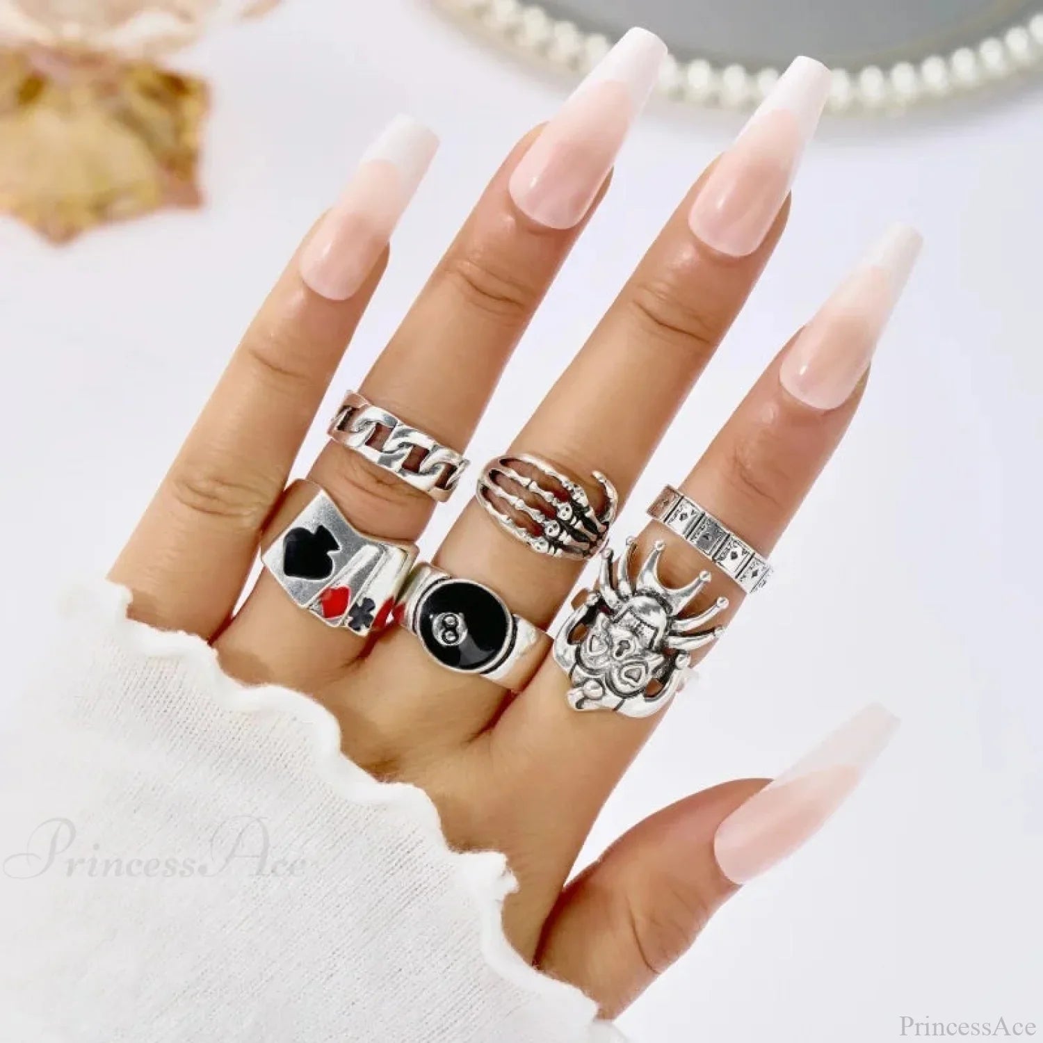 Antique Gray Crimson Oval Gothic Band