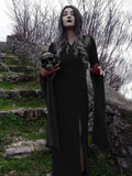Antique Halloween Lace Patchwork Flare Sleeve Maxi Attire