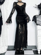 Antique Lace Flare Sleeve Midi Dress