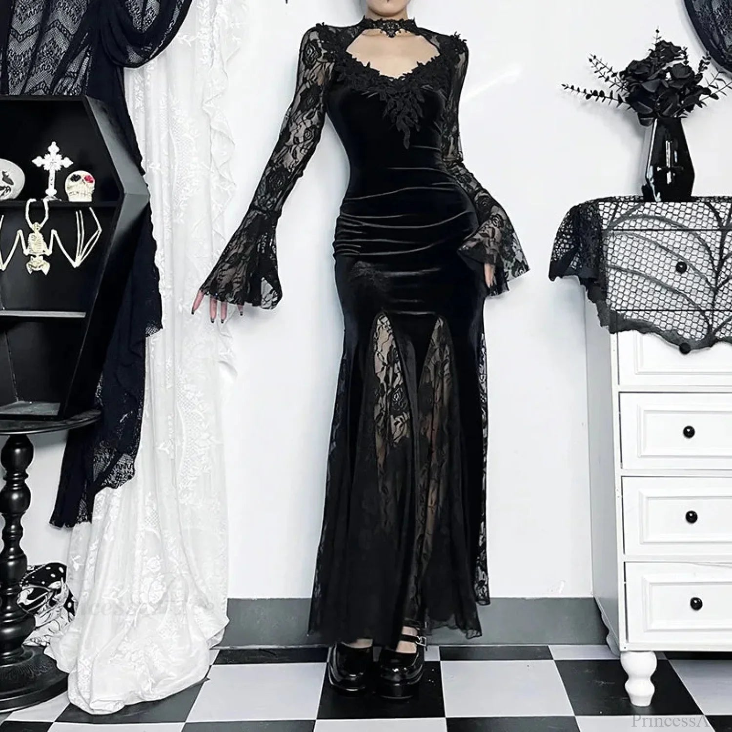 Antique Lace Trumpet Slim Midi Attire