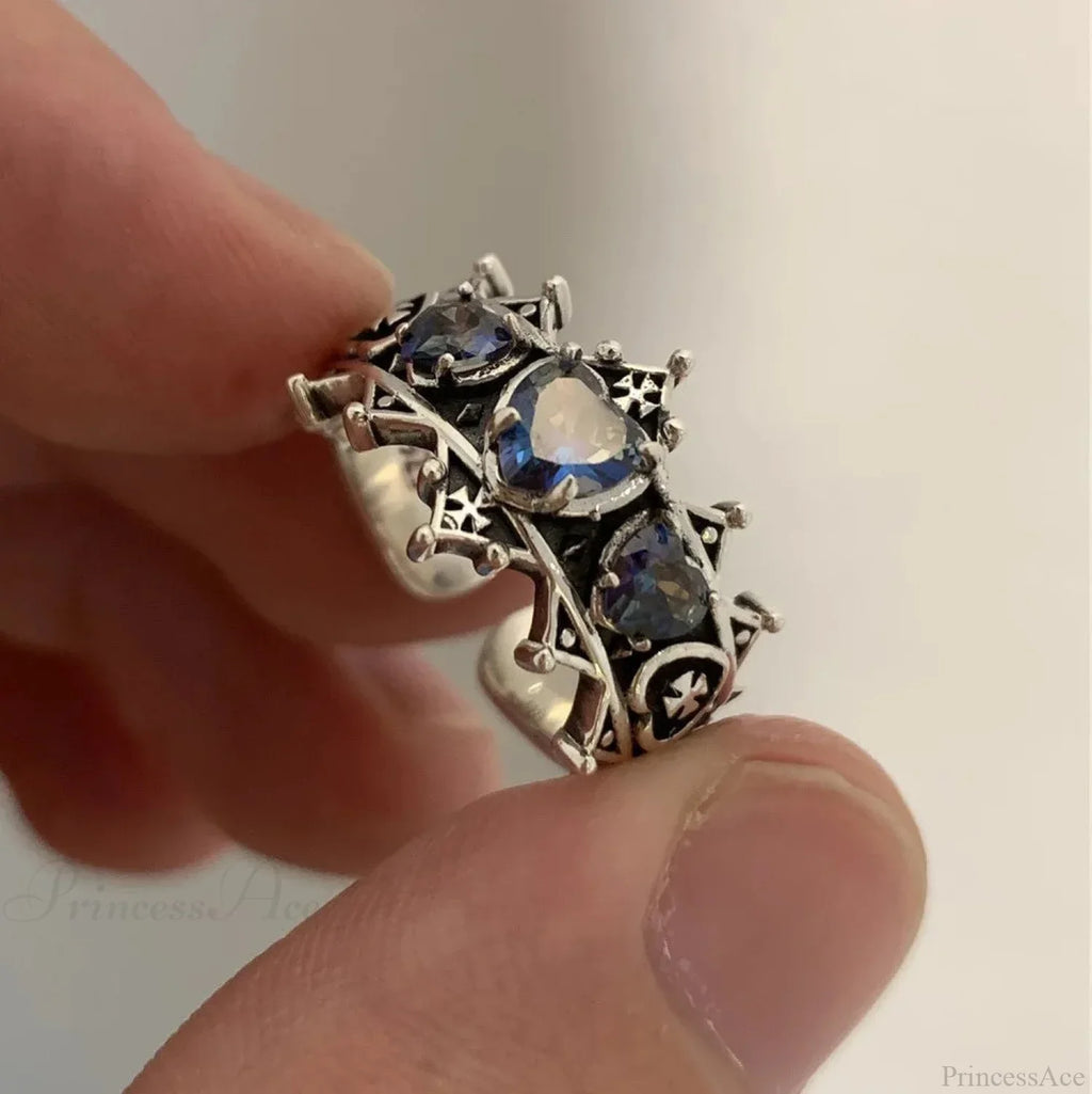 Antique Mysterious Heart Cross Ring