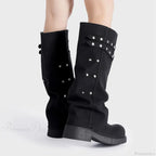 Antique Rivet Clasp Gothic Thigh-High Boot