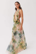 Marta Elevated Printed Halterneck Maxi Dress Evening Wear Edit