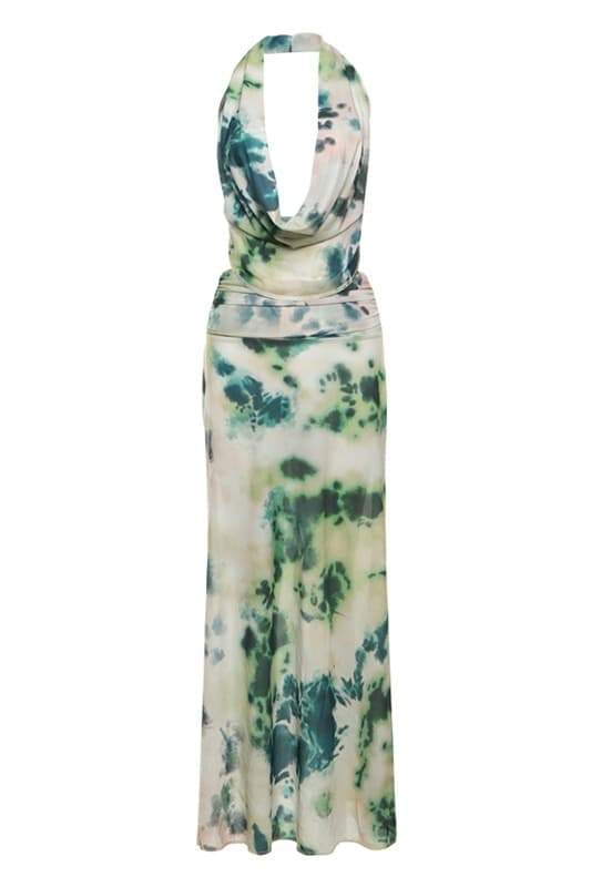 Aída Timeless Printed Halterneck Maxi Dress Boutique Collection