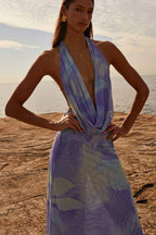 Marta Elevated Printed Halterneck Maxi Dress Evening Wear Edit
