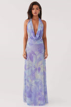 Aída Timeless Printed Halterneck Maxi Dress Boutique Collection