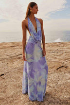 Aída Timeless Printed Halterneck Maxi Dress Boutique Collection