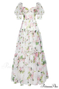 Apple Blossom Feminine Charming Voluminous Sheer Sleeves Dress