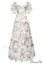 Apple Blossom Feminine Charming Voluminous Sheer Sleeves Dress