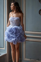 Appliqud Organza Stylish Lavender Mini Dress