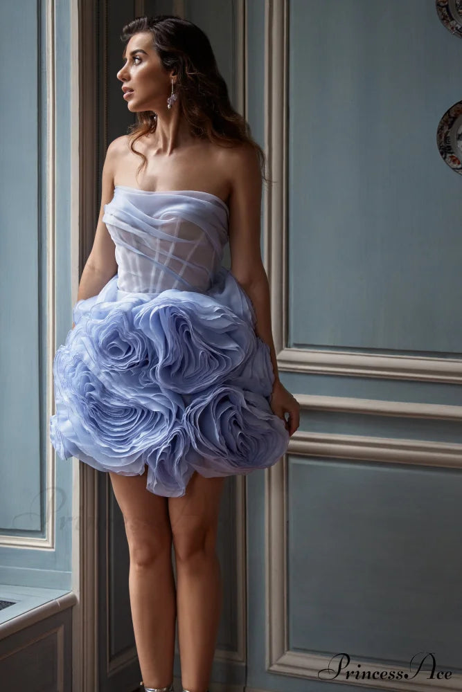 Appliqud Organza Stylish Lavender Mini Dress