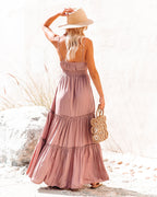 April Rain Pocketed Cutout Maxi Dress Dusty Mauve