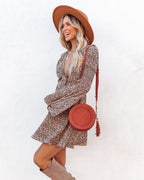Arcadius Floral Bell Sleeve Tie Front Dress