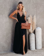 Archer Pocketed Lace Eyelet Maxi Dress Black
