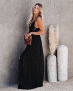 Archer Pocketed Lace Eyelet Maxi Dress Black