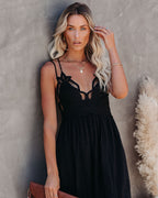 Archer Pocketed Lace Eyelet Maxi Dress Black