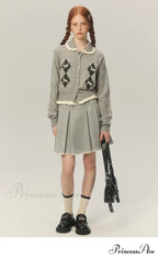 Argyle Collar Stylish Buttoned Knitted Cardigan