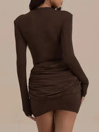 Ariana Long-Sleeve Ruched Mini Dress