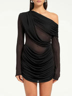 Ariana One Shoulder Mesh Mini Dress