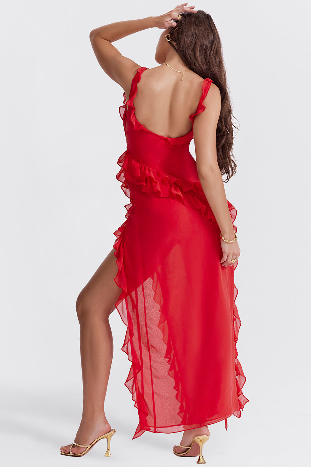 Pamela Effortless Long Dress with Ruffles Designer Edit