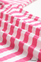 Arm Design Long Textured Pink Knit Striped Tee