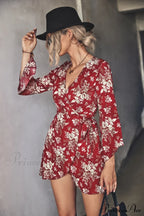 Arm Gown with Irregular Flared Flowered Design