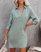 Artessa Paint Splatter Pocketed Tencel Shirt Dress