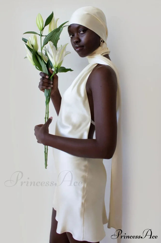 Astrella Neck Wrap Charming Midi A-Line Dress