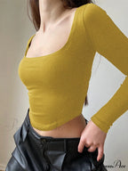 Sleek Slim-Fit Square Neck Knit Top
