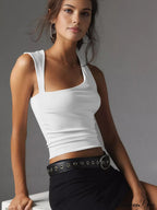 Asymmetric Neck Cut Trendy Out Tank Top