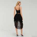 Asymmetric Ruffled Hem Skirt
