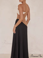Asymmetrical Color-Blocked Stylish Maxi Dress