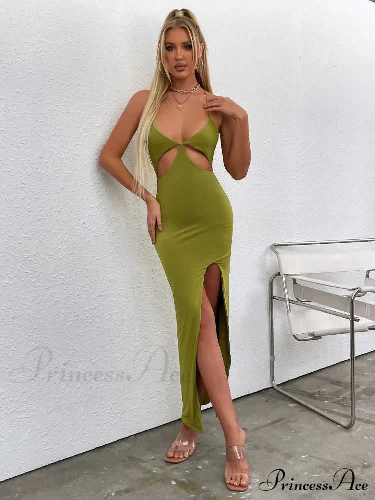 Asymmetrical Neck Glitter Trendy Strap Cut Out Dress