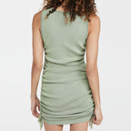 Side Ruched Sleeveless Mini Dress - Green