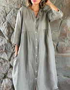 Gabriela Statement Breathable Cotton and Linen Beach Dress Evening Wear Edit