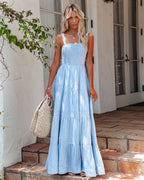 At Sea Cotton Blend Smocked Maxi Dress