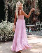 At Sea Cotton Blend Smocked Maxi Dress Pink