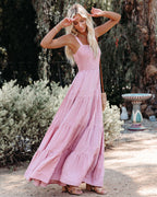 At Sea Cotton Blend Smocked Maxi Dress Pink