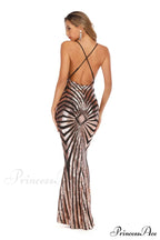 Aubrie Formal Stylish Sequin Scroll Dress