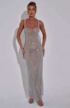 Julieta Sexy Silver Maxi Dress for Women Stylish Outfit