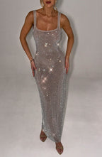 Julieta Sexy Silver Maxi Dress for Women Stylish Outfit