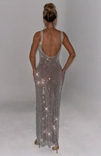 Julieta Sexy Silver Maxi Dress for Women Stylish Outfit