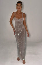 Julieta Sexy Silver Maxi Dress for Women Stylish Outfit