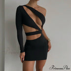 Autumn Bodycon - White Out Shoulder Evening Women Club Gown - Cut One Dress